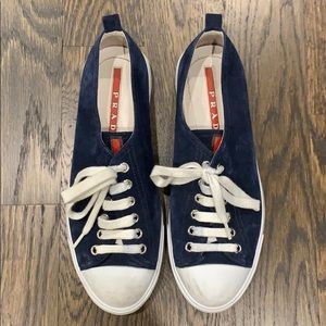Prada navy blue suede sneakers. Size 37.5.